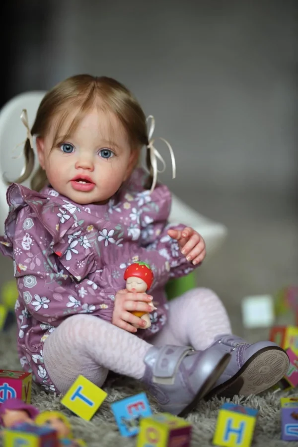NPK 24Inch Newborn Baby Toddler Doll Reborn Lottie Princess Girl Lifelike Soft Touch 3D Skin Art Doll with Hand Rooted Hair - Image 5