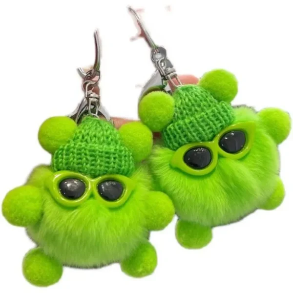 Imitation otter rabbit fur small coal ball elf car keychain pendant Instagram popular cute plush doll bag pendant - Image 5