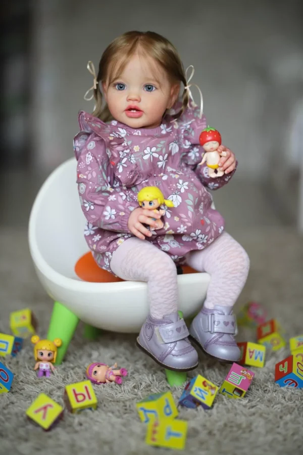 NPK 24Inch Newborn Baby Toddler Doll Reborn Lottie Princess Girl Lifelike Soft Touch 3D Skin Art Doll with Hand Rooted Hair - Image 6