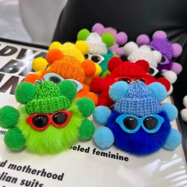 Imitation otter rabbit fur small coal ball elf car keychain pendant Instagram popular cute plush doll bag pendant - Image 3
