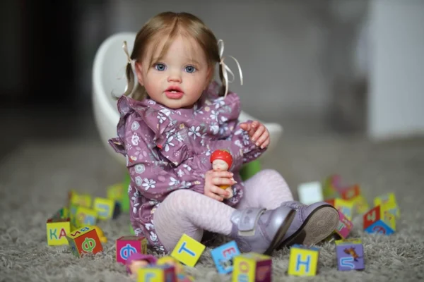 NPK 24Inch Newborn Baby Toddler Doll Reborn Lottie Princess Girl Lifelike Soft Touch 3D Skin Art Doll with Hand Rooted Hair - Image 3